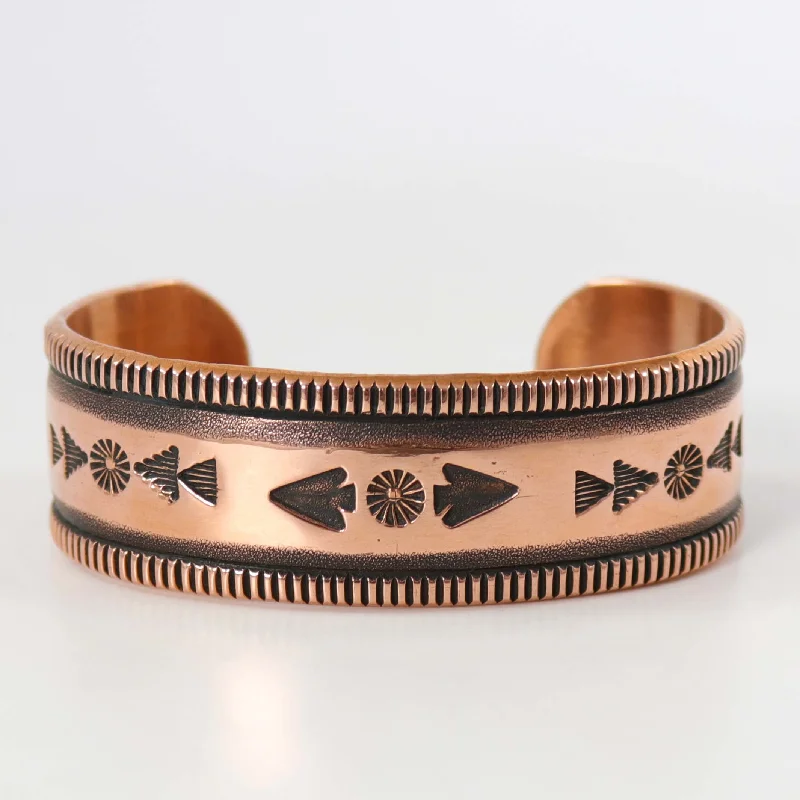 women's anniversary bangles -Stamped Copper Cuff