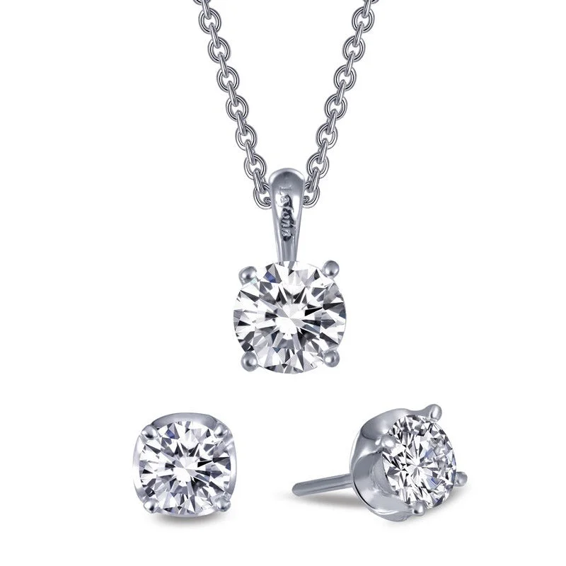 women's crystal pendant necklaces -Lassaire Diamond Studs and Necklace