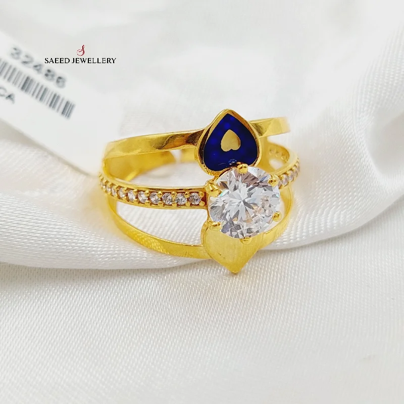 women's classic gold rings -Enameled & Zircon Studded Turkish Ring