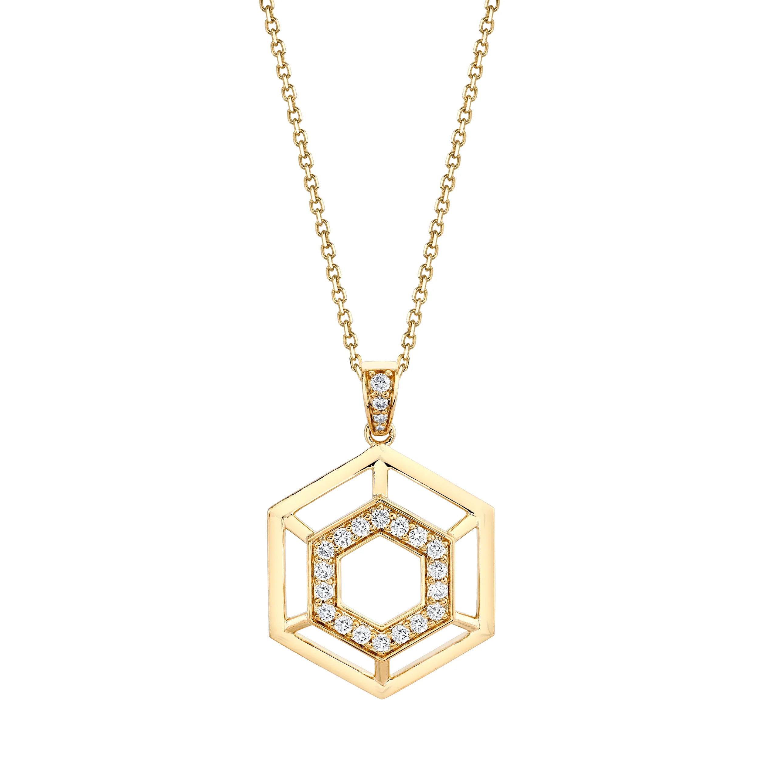 women's geometric necklaces -Hex Truss Pendant