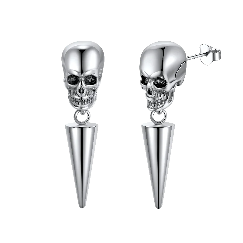 women's personalized earrings -Flash Sale Punk Spike Skull Earrings for Men