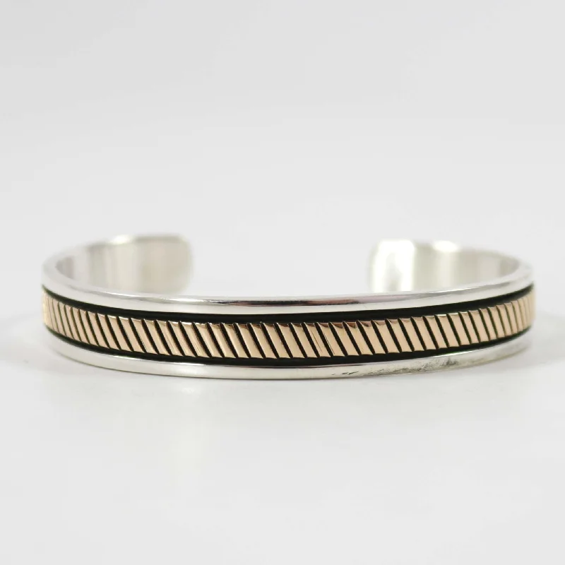 women's gold bangles set -Gold on Silver Cuff