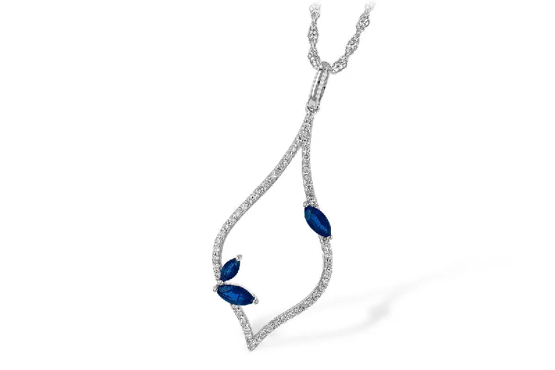 women's layered necklaces -14 Karat White Gold Sapphire & Diamond Necklace