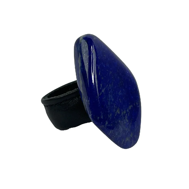 women's diamond rings -LAPIS / LEATHER RING