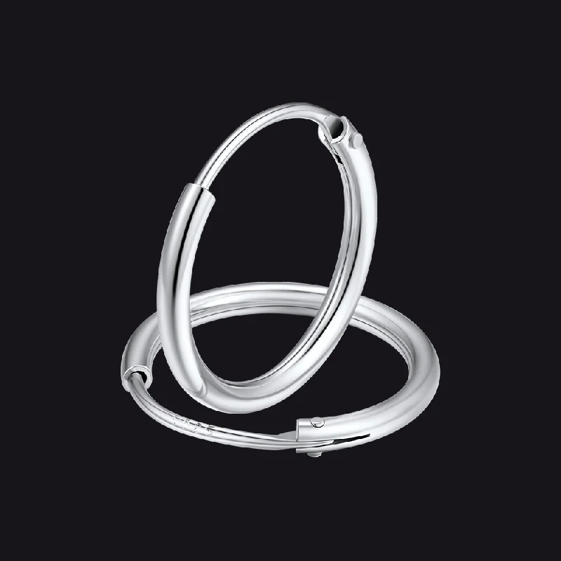 women's long earrings -Classic Sterling Silver Piercing Hollow Hoop Earrings for Women