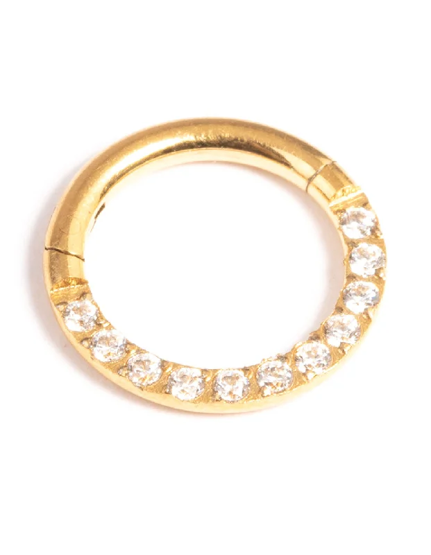 women's luxury diamond rings -Gold Plated Surgcial Steel Clicker Ring 7mm