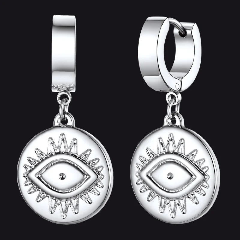 women's multi-colored earrings -Evil Eye Hoop Dangle Earrings For Men