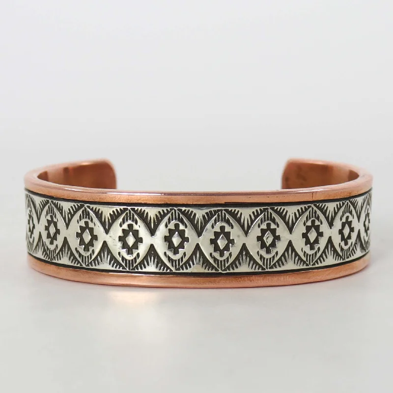 women's diamond bangles -Copper and Silver Cuff