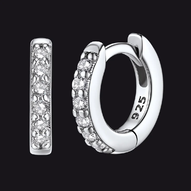 women's elegant pearl earrings -Sparkling Cubic Zirconia Huggie Hoop Earrings for Men Women