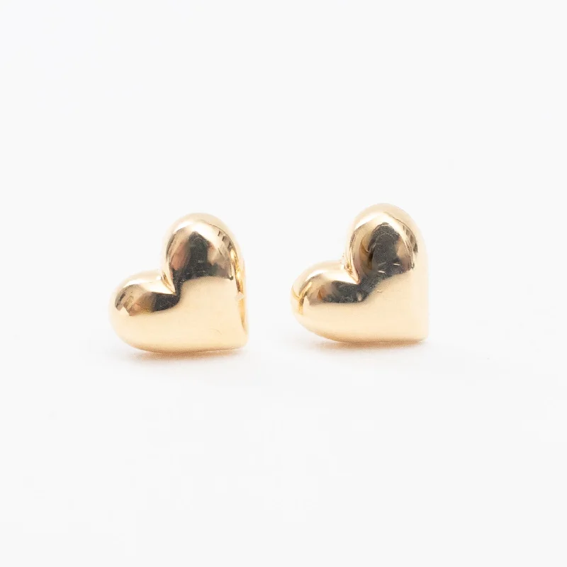 women's layered earrings -Small Cutout Gold Vermeil Heart Studs