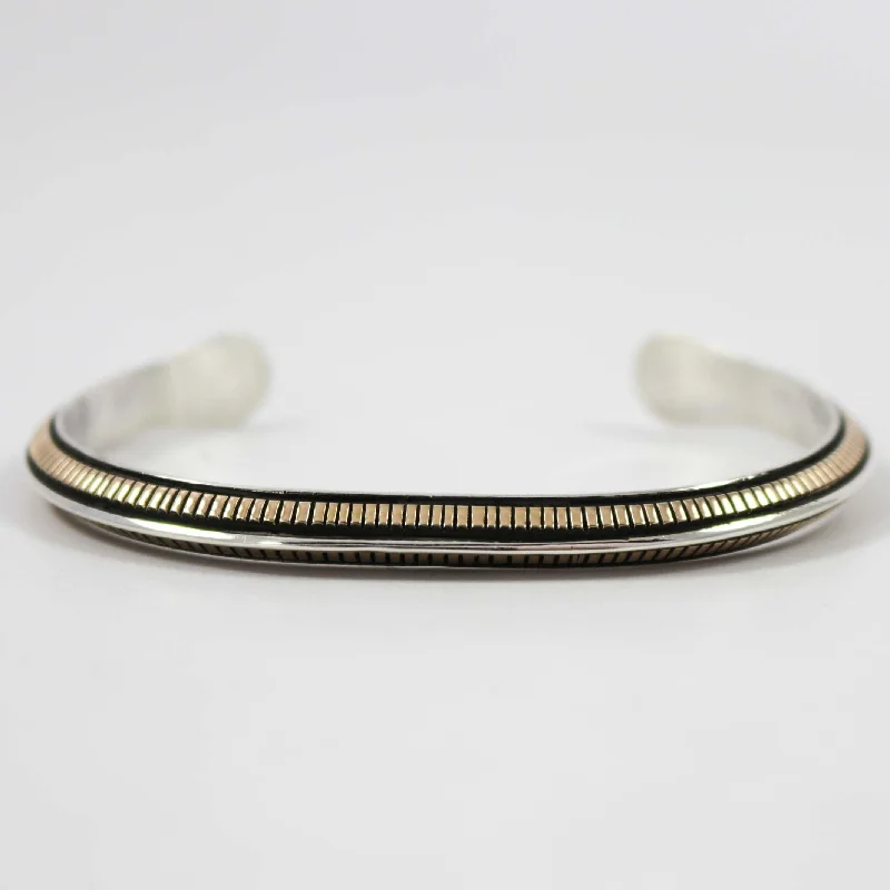 women's stackable bracelets -Silver and Gold Cuff