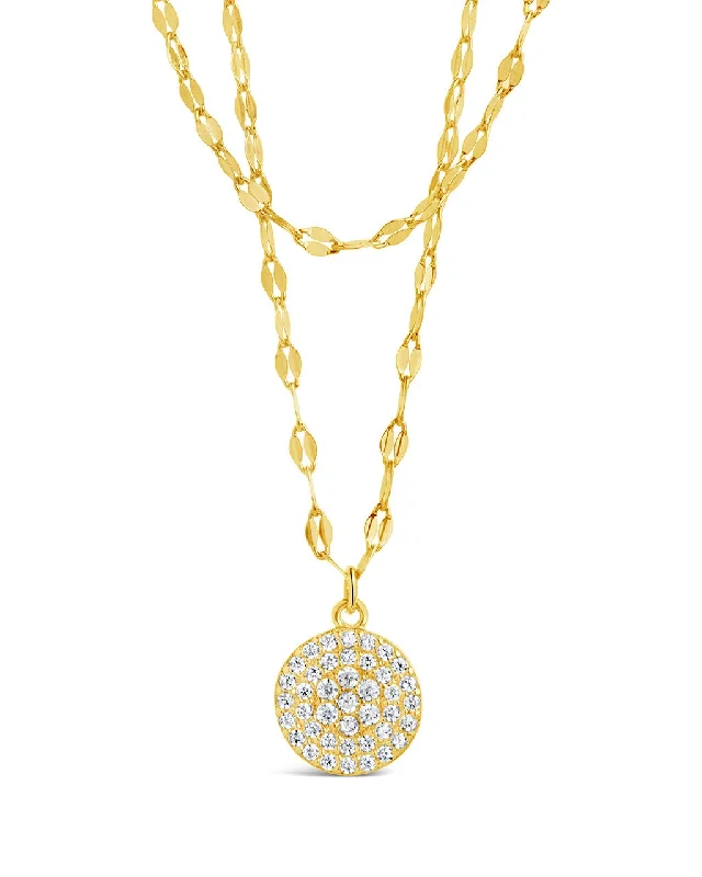 women's crystal pendant necklaces -Eva CZ Pendant & Chain Layered Necklace