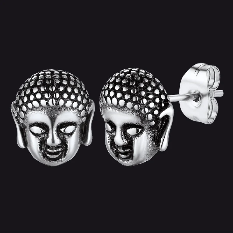 women's bridal earrings -Flash Sale Retro Buddha Head Stud Earrings for Women