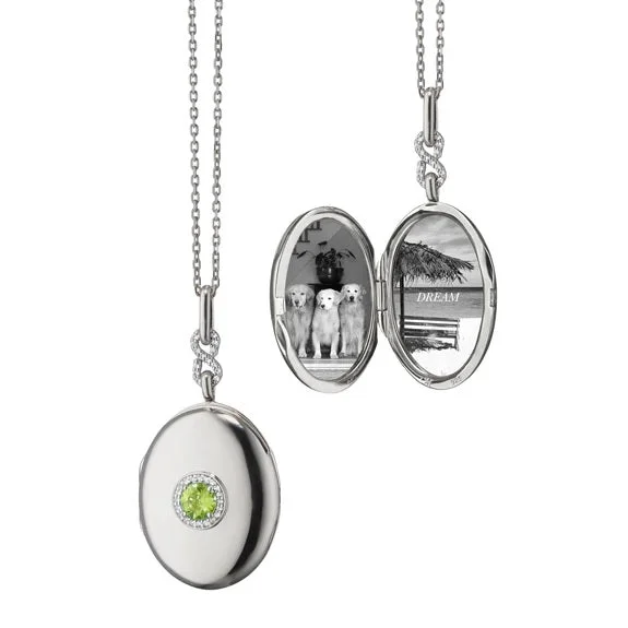 women's engagement necklaces -Peridot Infinity Locket Necklace