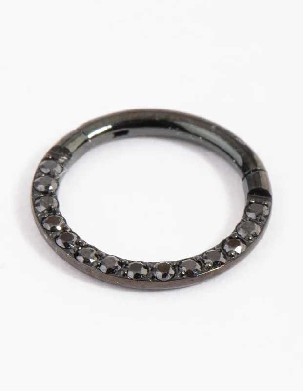 women's bridal rings -Coated Black Titanium Clicker Ring 8mm