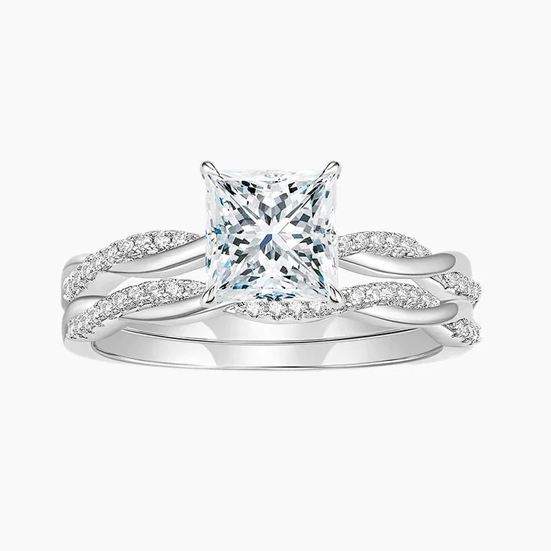 women's emerald rings -925 Silver Princess Moissanite Wedding Ring