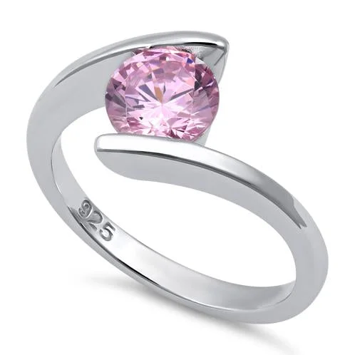 women's two-tone engagement rings -Sterling Silver Pink CZ Ring