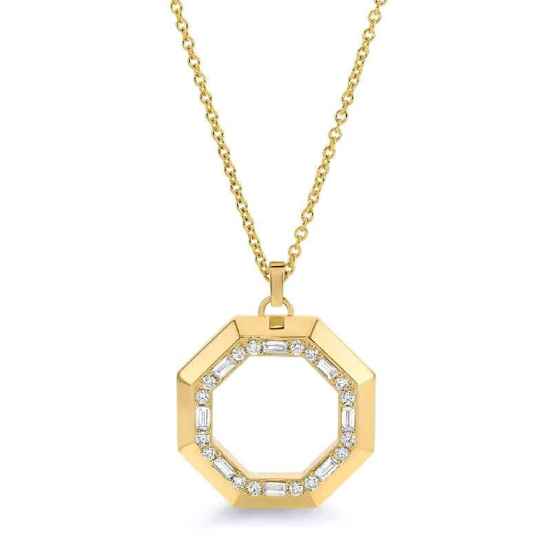 women's gold charm necklaces -Octave Baguette Necklace