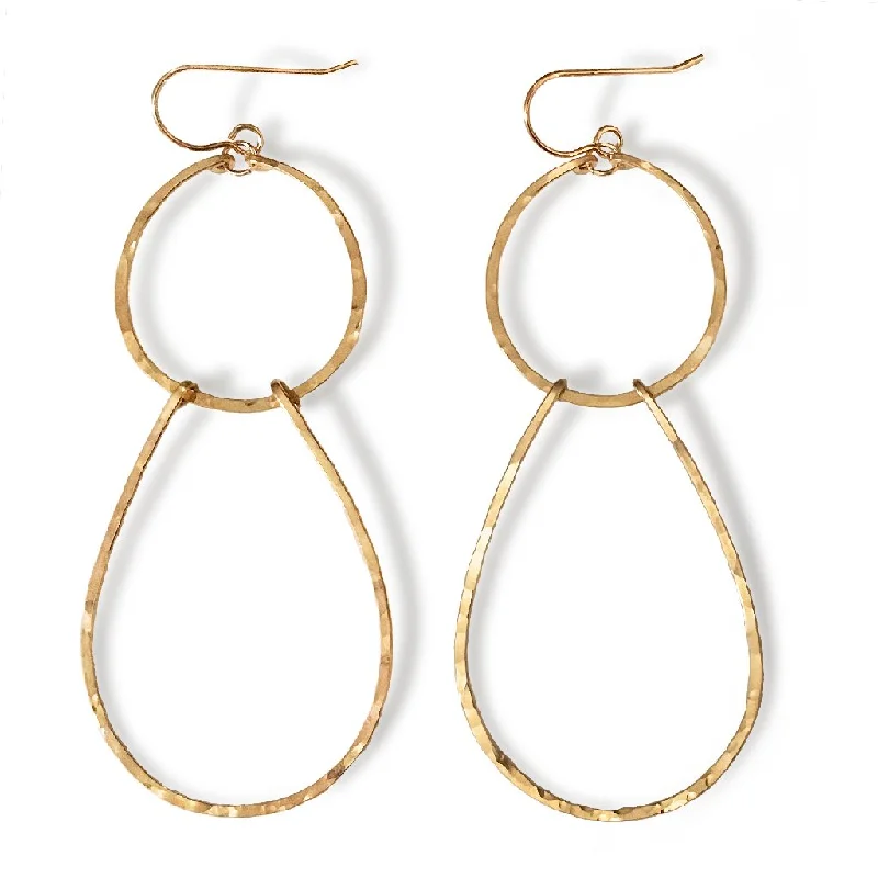 women's sophisticated earrings -Long Double Drop Hoop Earrings