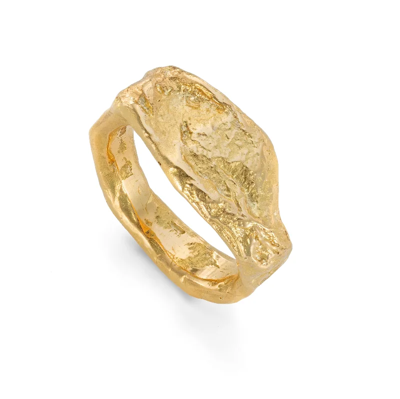 women's art deco rings -Signet Rock Ring 18ct Gold