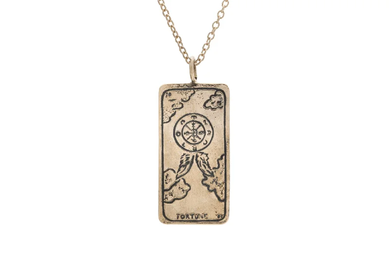 women's eco-friendly necklaces -Wheel of Fortune Tarot Card Necklace