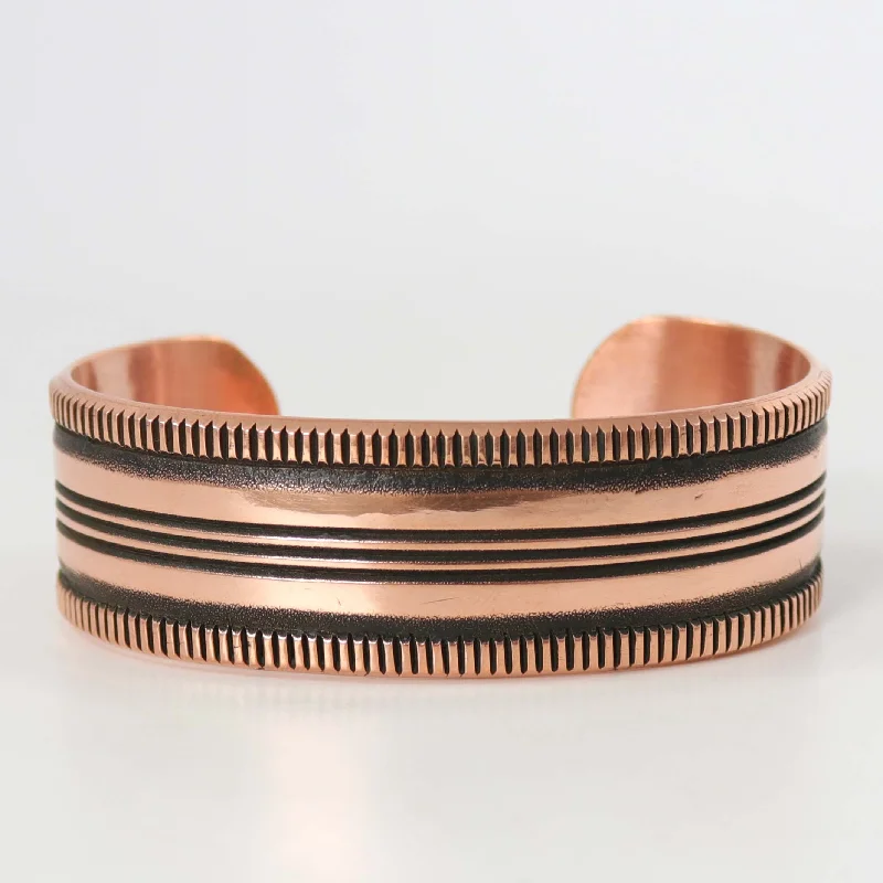 women's fitness bracelets -Stamped Copper Cuff