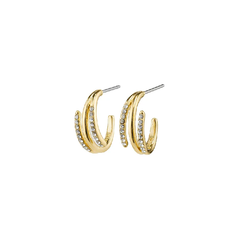 women's multi-colored earrings -Serenity Gold Plated Crystal Hoops