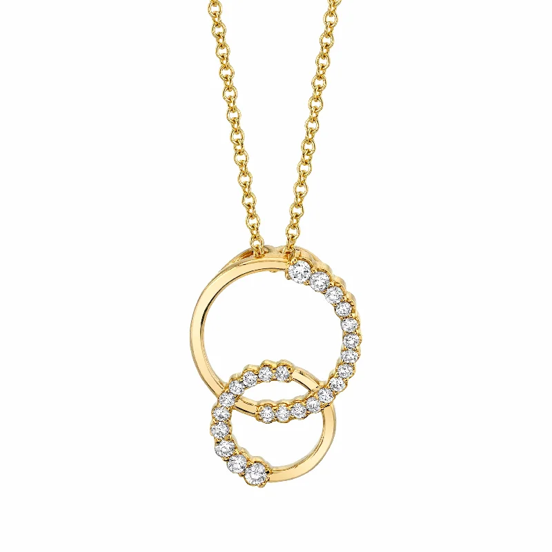 women's lucky charm necklaces -Double Diamond Circle Pendant