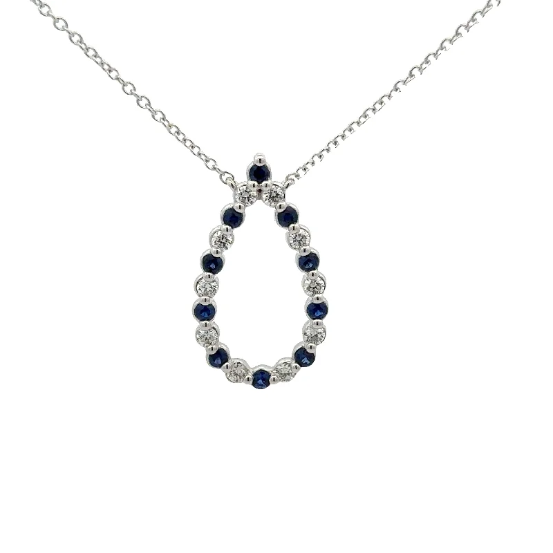 women's silver chain necklaces -Alternating Sapphire & Diamond Necklace