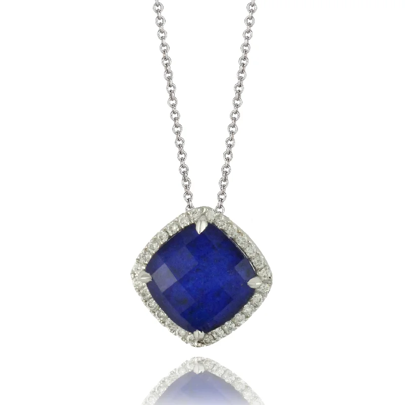 women's luxury gold necklaces -Diamond Lapis Pendant